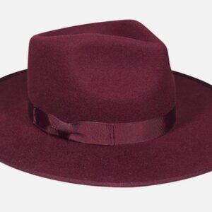 GIGI PIP MONROE 100% AUSTRALIAN WOOL WIDE BRIM FEDORA – WINE – SIZE 57-59+